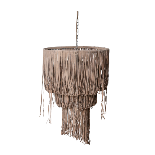 Plafondlamp Renzo leer beige | Wonen 35