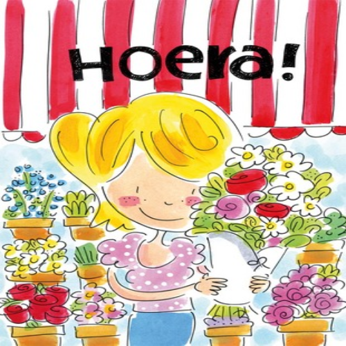 Wenskaart A4 hoera bloem | Blond amsterdam