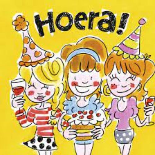 Wenskaart hoera 3 meiden | Blond amsterdam