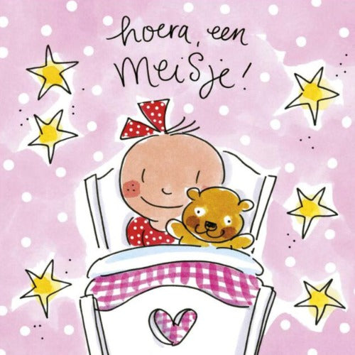 Wenskaart hoera een meisje | Blond amsterdam